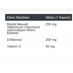 LifeXtra CRANBERRY Büyük Meyveli Vaksiniyum D-Mannoz ve C Vitamini Takviye Edici Gıda