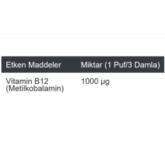 Lectus B12 Metilkobalamin Sprey Takviye Edici Gıda 10 ml