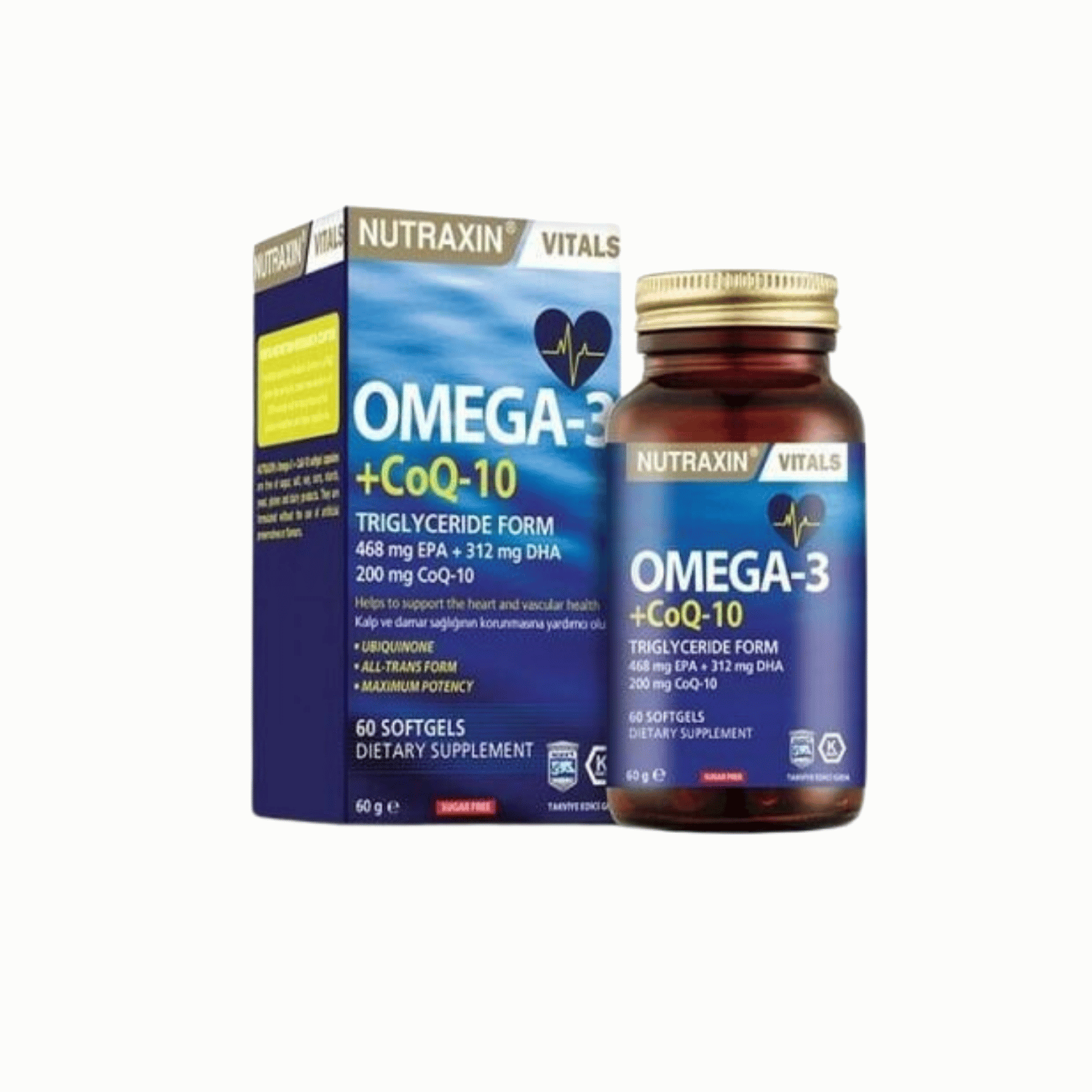 Nutraxin Vitals Omega-3 + Co-Q10 60 Softgel