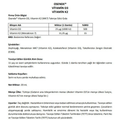 Osende D3K2 Damla Vitamin D3 ve Vitamin K2 (MK7) İçeren Takviye Edici Gıda